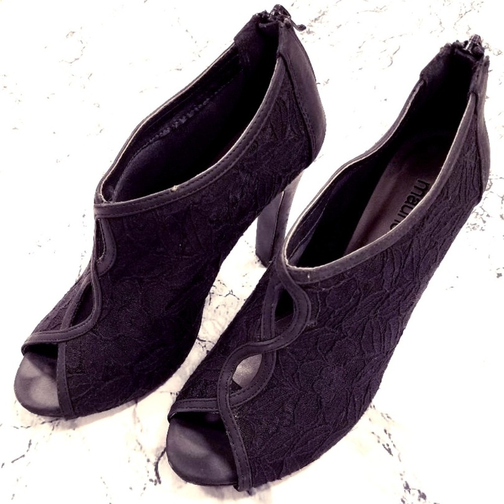 Maurices Hillary Open-Toe Black Lace High Heels